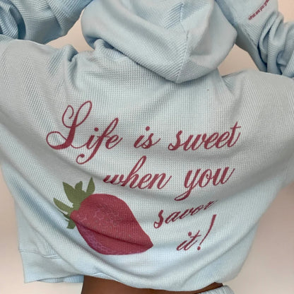 Life is Sweet Waffle Zip-Up Hoodie