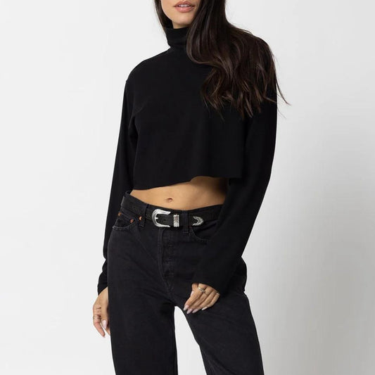 The Mock Neck Crop Long Sleeve