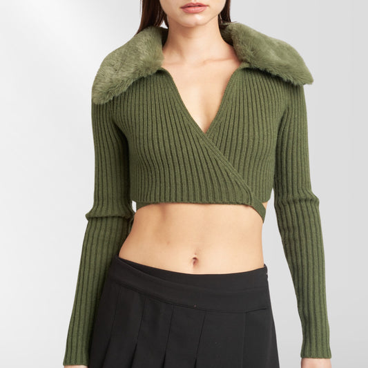 Fur Collar Cardigan