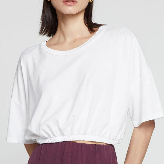 Cloud Jersey Cropped Elastic Hem Top