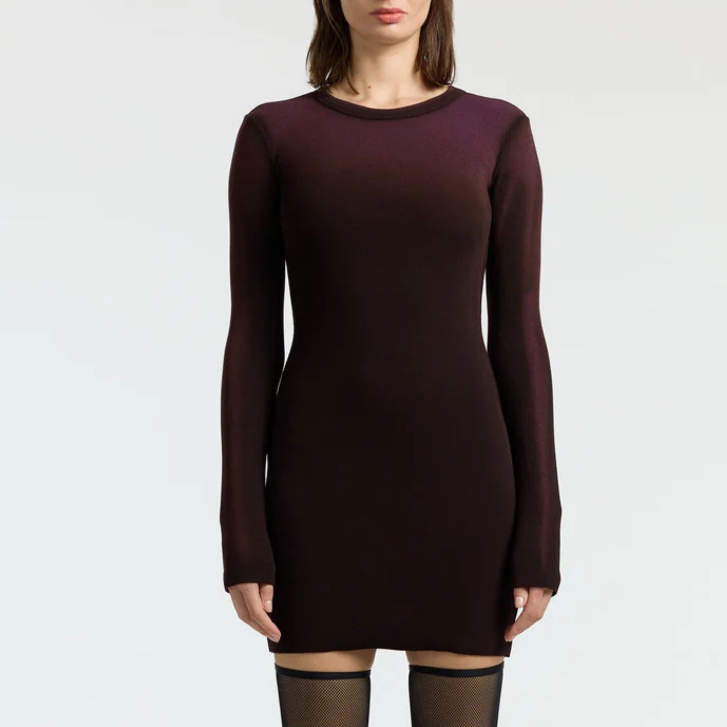 Verona Long Sleeve Mini Dress in Eggplant