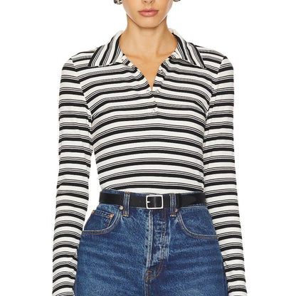 Sylvie Collared Ribbed Long Sleeve