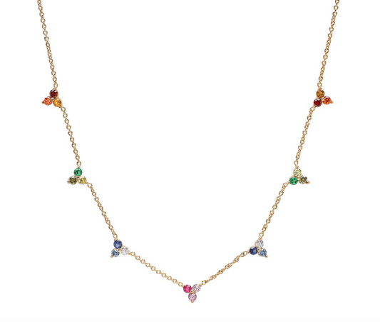 Rainbow Ombre Cluster Necklace TN-1709