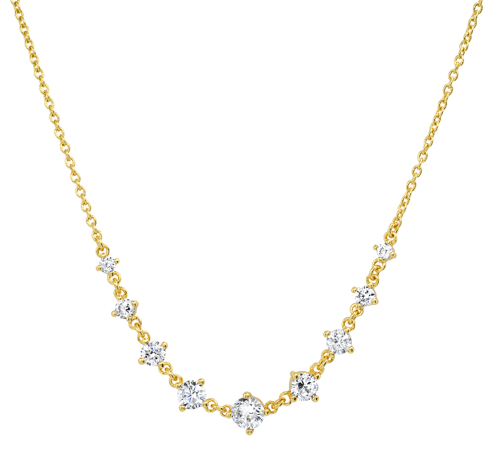 Graduated CZ Station Necklace TN-4266