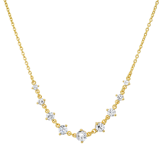 Graduated CZ Station Necklace TN-4266