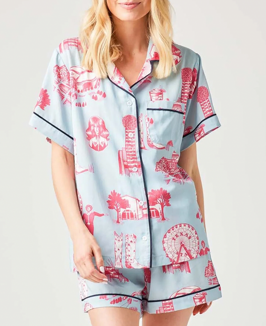 Dallas Toile Pajama Short Set