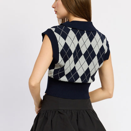 Argyle Crop Vest