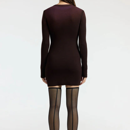 Verona Long Sleeve Mini Dress in Eggplant