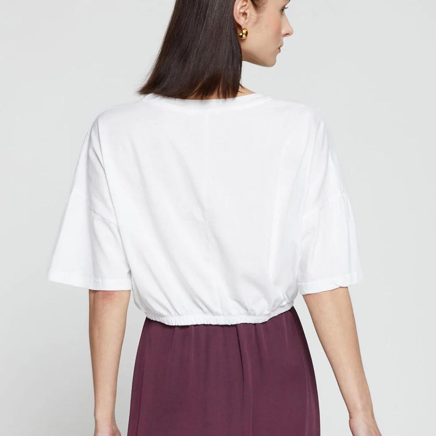 Cloud Jersey Cropped Elastic Hem Top