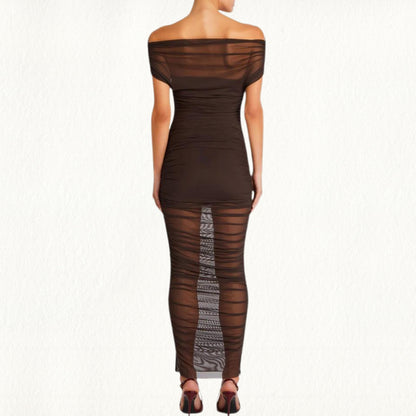 Noel Off Shoulder Mesh Midi Dress